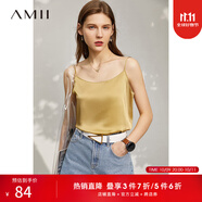 AMII女裝2025夏季新款極簡(jiǎn)仿醋酸緞輕奢純色百搭無(wú)袖上衣吊帶 金棕色 XS 150/76A