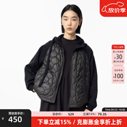 幻走（MOVEUP）2024冬季新款.FUN系列連帽趣味繡花設計師短款棉外套女 夜黑 M