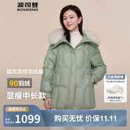 波司登反季冬季羽絨服女款短款翻領大毛領新國標90絨商場同款外套