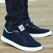 金貝勒（JINBEILE）夏季男士帆布鞋老北京布鞋男鞋運(yùn)動(dòng)休閑鞋潮鞋子百搭透氣板鞋男款 7750深藍(lán)_腳寬腳胖加大一碼拍 37 _運(yùn)動(dòng)鞋尺碼