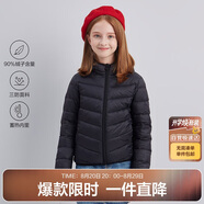 笛莎（DEESHA）女童2023秋短款三防輕薄羽絨服外套B32346801 黑色 165