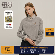 Teenie Weenie【美麗諾綿羊毛】小熊冬裝V領(lǐng)學(xué)院毛衣套頭針織衫女 中灰色 M 165
