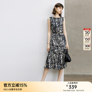 顏域設(shè)計(jì)感時(shí)尚連衣裙女2024新款秋季裙子氣質(zhì)連身裙中長款背心裙 黑白花 2XL