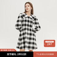 moussy&sly冬季新款日系格紋海軍領(lǐng)收腰少女連衣裙女038FAZ33-4570 混合黑色027 S
