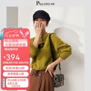 帕羅（PALUOPO）圓領(lǐng)套頭毛衣兔毛羊毛加厚字母提花長袖秋冬厚款保暖時尚針織毛衫 黃色 S 95