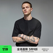CHINISM  CH赤塵字母印花短袖T恤男士夏季簡(jiǎn)約潮流休閑情侶半袖簡(jiǎn)約上衣 黑色 L