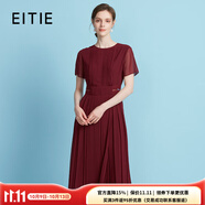 愛特愛（EITIE）通勤優(yōu)雅舒適A字裙2025夏季新款減齡純色短袖連衣裙女裝B2507684 珊紅68 M (160)