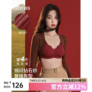ubras虞書欣同款鉆石紗夾心軟支撐花瓣杯文胸內(nèi)衣女胸罩 背心-絲絨紅 S