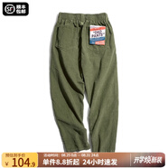 馬登工裝美式復古垂感燈芯絨長(cháng)褲子男秋冬新款直筒修身顯瘦男士休閑褲 松綠色 XL 155-170斤