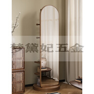 RSRDDY中古風落地鏡帶衣帽架可旋轉(zhuǎn)試衣鏡 【書架款】復古胡桃【方形超大號雙層】56*170