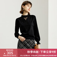 顏域時(shí)尚燈籠袖針織衫女2025新款冬裝復古溫柔風(fēng)通勤氣質(zhì)套頭毛衣 黑色 2XL 44