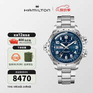 漢米爾頓（Hamilton） 漢密爾頓男表瑞士手表卡其航空超越風(fēng)速系列飛行員腕表禮物 鋼帶藍(lán)色表盤(pán)45mm H77765141