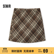 森馬（Semir）半身裙女格紋A字裙復古文藝冬俏皮短裙小個(gè)子學(xué)院風(fēng)101724120008