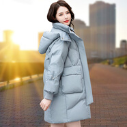歐芭瑞小紅書爆款白鴨絨羽絨服女士中長款2025年冬季新款加厚保暖時尚爆 7769霧霾藍(lán) 3XL[推薦155-170斤] 均碼