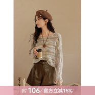 謎秀復(fù)古軟糯麻花套頭毛衣女秋冬季彩點(diǎn)長(zhǎng)袖針織衫上衣 彩點(diǎn)灰 毛衣 常規(guī) 均碼 F