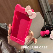 TKHE立體古早趣味蝴蝶結適用iphone16promax手機殼蘋(píng)果15硅膠14全包13軟12女11新4S古早5SE可愛(ài)6/7/8潮 +粉蝴蝶結玫紅貓耳-SOLANG硅膠軟 iPhone6s