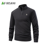 杉杉商務(wù)專(zhuān)柜立領(lǐng)半拉鏈長(cháng)袖POLO衫男春秋新品紳士休閑百搭打底衫 黑色 XL