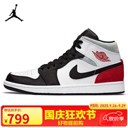 Jordan休閑鞋男子AJ1喬丹JORDAN 1中幫運動鞋852542-100黑紅44