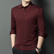 七匹狼夾克專家2025秋冬品牌商務(wù)羊絨體恤翻領(lǐng)中年男士T恤山羊絨衫男裝一件 紅色 S 165
