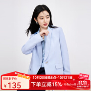 秋水伊人通勤小西裝女春新款修身一?？郯俅钪鄙硇奚砦鞣@瘦外套女 藍(lán)色 XL