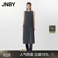 JNBY/江南布衣25春連衣裙優(yōu)雅風(fēng)琴百褶無袖圓領(lǐng)寬松H型長裙5P3G12910 071/雜灰 M