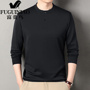 富貴鳥（FUGUINIAO）中年男士長袖t恤半高領(lǐng)衛(wèi)衣男春秋季上衣2025新款打底衫潮T 黑色 M