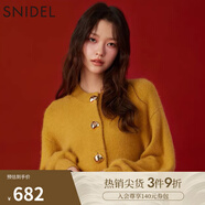 SNIDEL秋冬圓領(lǐng)慵懶風(fēng)燈籠袖針織毛衣開衫上衣SWNT245083 芥末黃 均碼 （F）