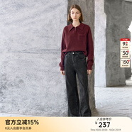 顏域（YANYEE）顏域復(fù)古氣質(zhì)直筒牛仔褲2025年新款女冬季簡約百搭闊腿褲通勤褲子 深灰 L/40