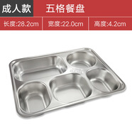 王宗廷（WANGZONGTING）304不銹鋼兒童飯碗套裝學生食堂專用 成人款五格餐盤