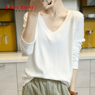 LOVER RUCCIv領(lǐng)2025春秋新款薄款毛衣女寬松韓版針織低領(lǐng)內(nèi)搭打底衫長袖毛衫 白色 S