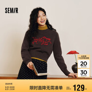 森馬（Semir）毛衣女短款蝴蝶結少女感2025春季圓領(lǐng)正肩套頭衫顯瘦109125107005