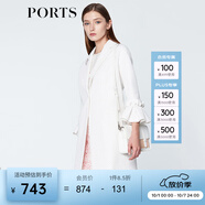 PORTS寶姿  新品商場(chǎng)同款毛呢大衣女優(yōu)雅喇叭袖翻領(lǐng)中長(cháng)大衣 白色 L (8)