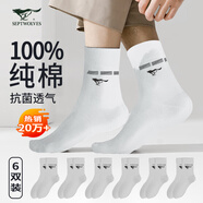 七匹狼襪子男士純棉夏季抗菌防臭襪中筒長(zhǎng)筒運(yùn)動(dòng)襪黑白色新疆棉透氣短襪 D0013全白抗菌100%新疆棉禮盒 6雙