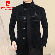 皮爾卡丹（pierre cardin）羊毛呢外套男秋冬季中年商務(wù)立領(lǐng)夾克男休閑潮流羊毛絨外套爸爸裝 深灰2025 L (120-140斤)