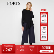 PORTSPorts寶姿女裝 新品不規則下擺純色長(cháng)袖毛衣LV9K418DXF003 黑色 XS