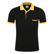木脈  polo定制工作服定制印字印logo男女短袖POLO企業(yè)文化衫廣告衫服務(wù)員班服t恤定做diy 口袋款-黑T黃領(lǐng) XXXL