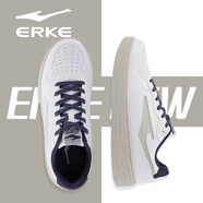 鴻星爾克（ERKE）板鞋男秋季新款厚底男鞋休閑鞋皮面軟底青少年潮鞋黑白運動鞋子男 微晶白/浮巖灰 39