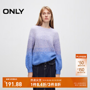 ONLY秋冬柔軟舒適漸變燈籠袖圓領(lǐng)毛衣針織衫女|124313008 I33 藍紫色塊 XS (155) 76A