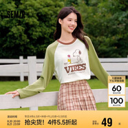 森馬史努比長(cháng)袖t恤女中長(cháng)款撞色春秋純棉高克重上衣109524101006