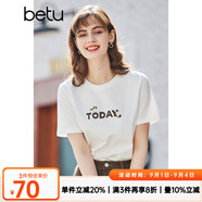 betu百圖女裝春裝新款寬松韓版卡通印花短袖T恤ins潮JD2102T08 白色 M