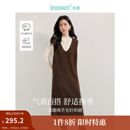 茵曼（INMAN）綿羊毛慵懶松弛V領(lǐng)無袖背心針織裙2025春秋女裝新品連衣裙長裙子 咖色 M