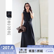 梵希蔓簡(jiǎn)約氣質(zhì)襯衣無(wú)袖連衣裙女2025夏季新款收腰長(zhǎng)裙【送腰帶】 M8288 藍(lán)色 S