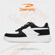 德?tīng)柣菽行蓍e板鞋男低幫軟底運動(dòng)鞋子男百搭透氣小白鞋秋季男士跑步鞋 黑白 39