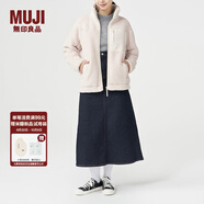 無(wú)印良品 MUJI 男女通用 羊羔絨 拉鏈夾克 毛絨加絨厚外套 秋冬季 淺米色 XXS-XS