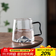 憶壺茶 玻璃水杯耐熱茶杯加厚冷水杯家用涼水杯子耐高溫玻璃杯喝水杯 與山杯【透明山底】500ML*2
