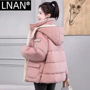 LNAN羽絨棉服女2025新款寬松棉衣減齡小棉襖短款面包服女士外套秋冬 粉紅色666 S 90-110斤