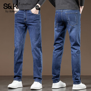 班尼路S&K系列牛仔褲男士直筒修身彈力2025秋冬新款休閑加絨長(cháng)褲子男款 深藍H 【秋季新款】 30 【腰圍2尺3】