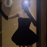 重工鑲鉆裹胸年會小禮服連衣裙純欲風(fēng)法式輕奢小眾抹胸絲絨蓬蓬裙 黑色單裙 （現(xiàn)貨 優(yōu)質(zhì)版） S