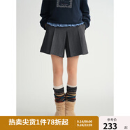 獨束大碼女裝通勤A字百褶短裙褲2025冬裝微胖MM壓褶裙子 深灰色 4XL （尺碼：6）