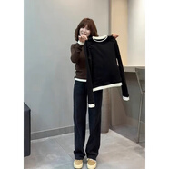 伊隨秋冬季高級感穿搭小個(gè)子大碼內搭打底衫上衣假兩件黑色長(cháng)袖T恤女 黑色 M[推薦80-100斤] 均碼